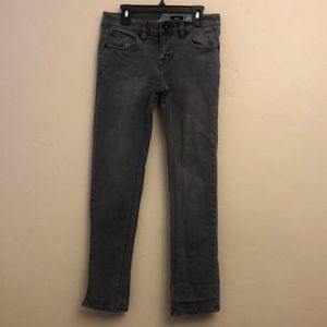 VOLCOM Vorta Big Boys Jeans Slim Straight Fit Grey Wash Size 27 14Y